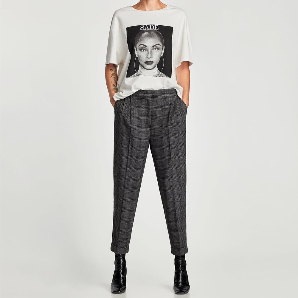 Zara Checked Flannel Trousers XS Brand New